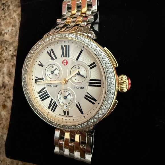 Michele Serein Diamond TwoTone Gold / Silver Swiss Watch GH11500SS -MW21A01C5966 - Picture 3 of 8